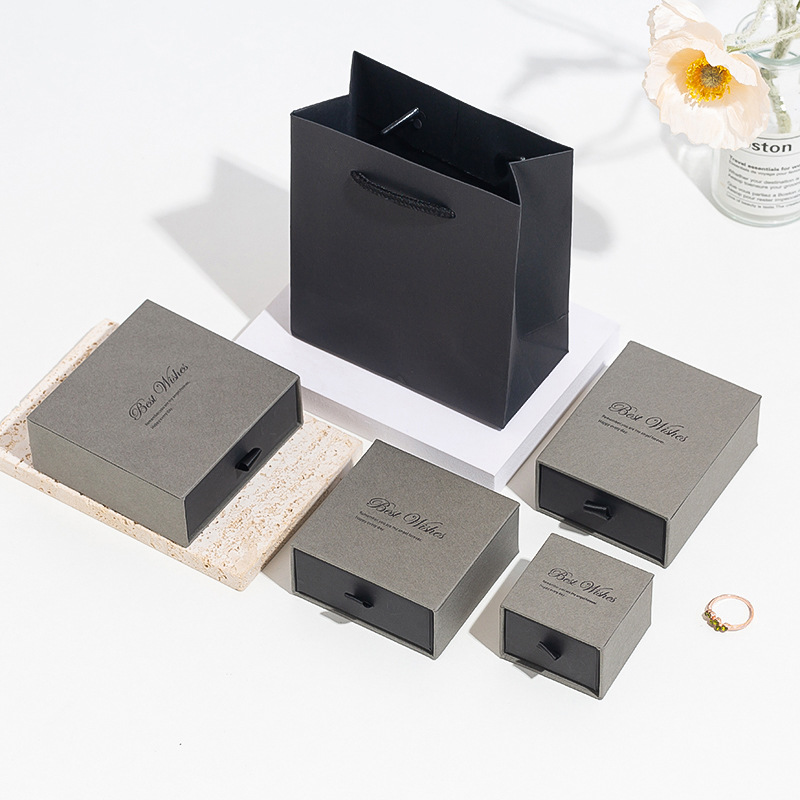 factory wholesale blue pink drawer box necklace ear stud ring jewelry box jewelry gift box jewelry packaging box details Picture