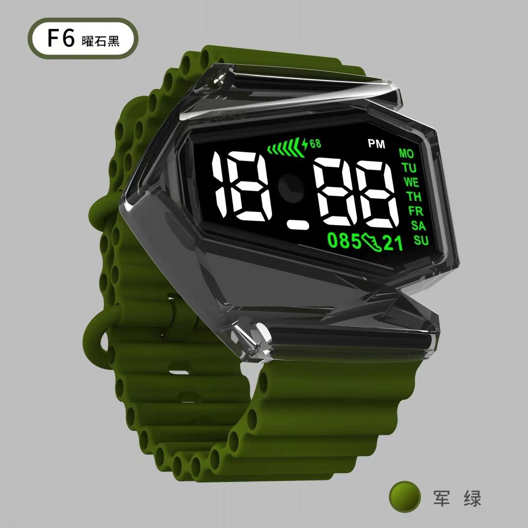 cross-border new arrival led electronic watch f6 waterproof luminous fashion sports student children aircraft glasses watch manufacturer full figure