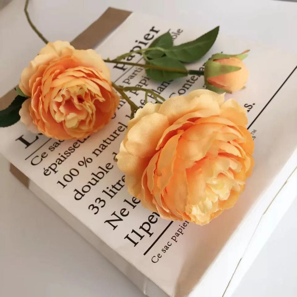 factory wholesale european-style 3-head ranunculus asiaticus artificial flower home wedding celebration decoration fake flower 3-head ranunculus asiaticus details Picture