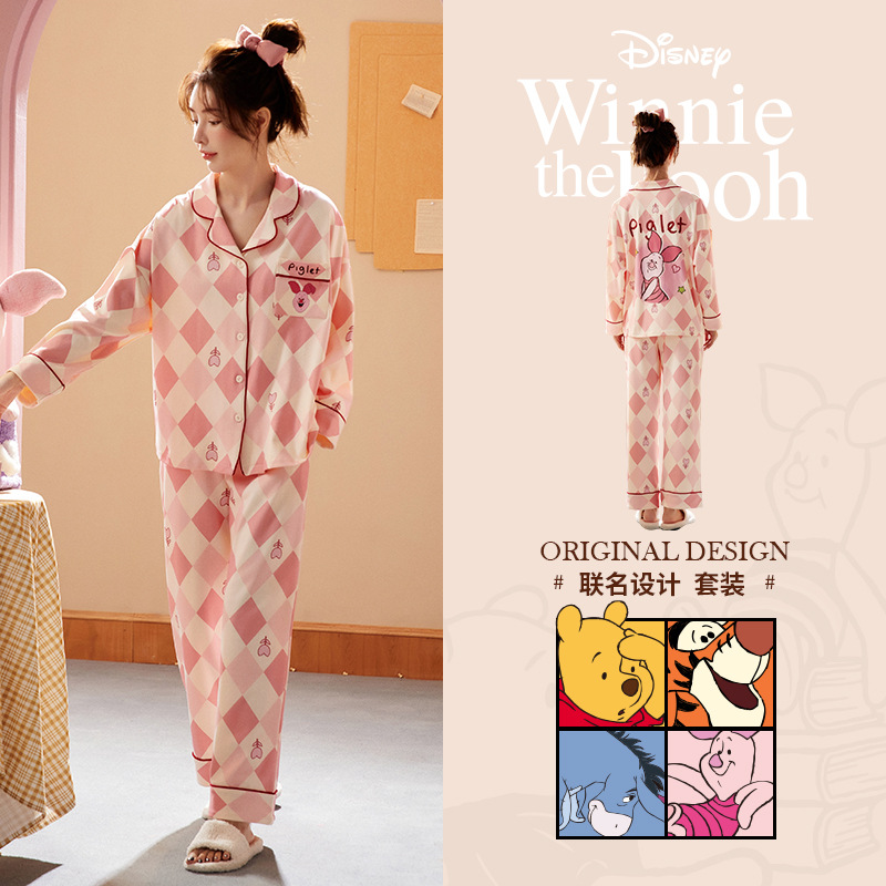 runma [light and soft] joint pajamas women's spring and autumn pure cotton long sleeve suit 7a antibacterial outerwear homewear details Picture