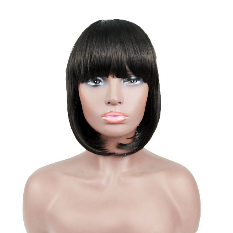 amazon spot wig supply bob haircut qi bangs short straight hair european and american ladies head cover foreign trade cross-border e-commerce Item Picture