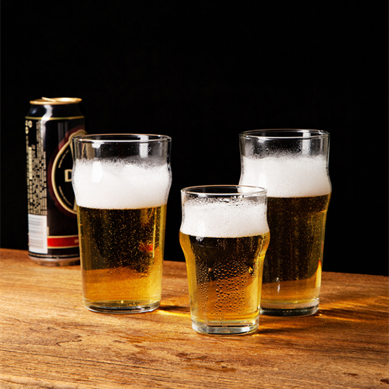 wholesale creative beer glass large transparent beer mug small german craft beer cup printed logo Specification drawing