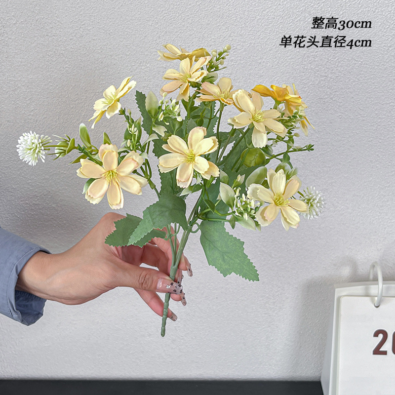single stem 5-branch aisha butterfly chrysanthemum artificial/fake flower silk flower and plastic flower home decoration flower arrangement decorative flowers cross-border Specification drawing