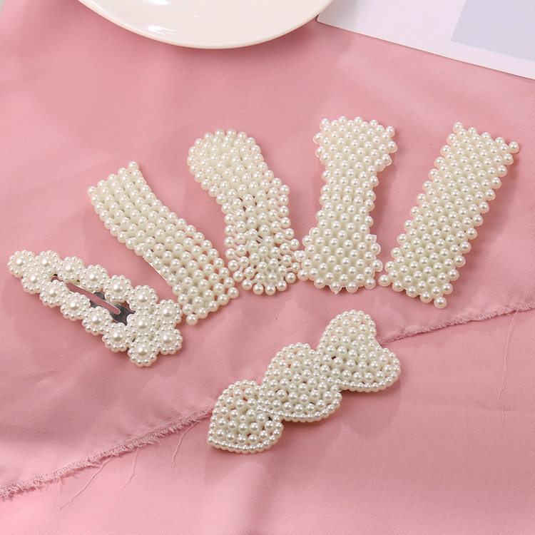 korean new internet influencer pearl barrettes high-grade side clip simple bb clip temperament hairpin headwear hairpin wholesale Specification drawing