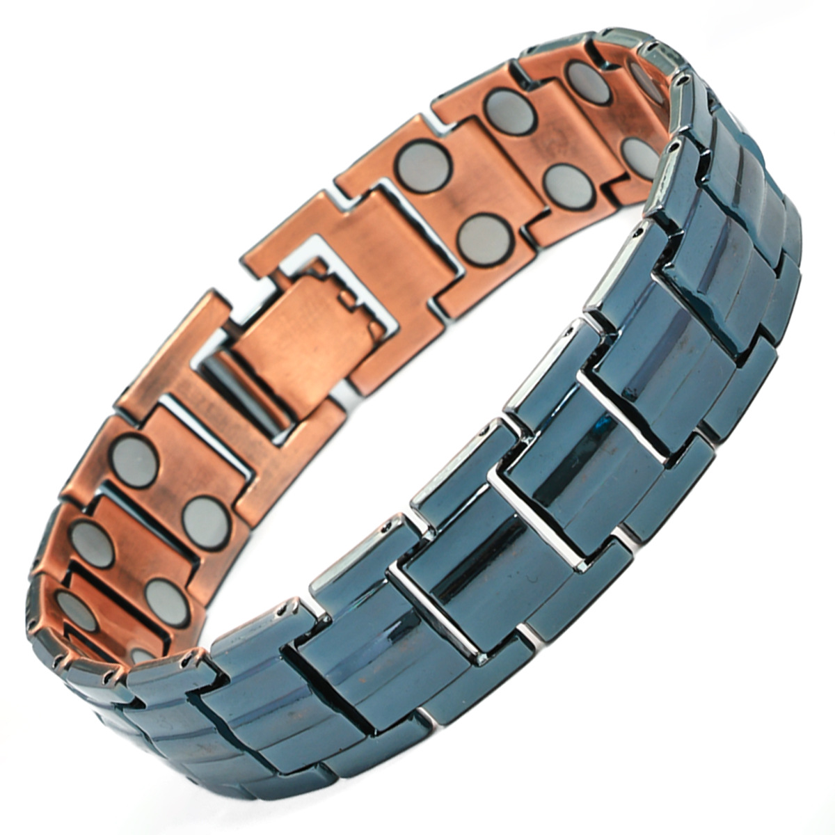 european and american hot metal bronze bracelet men's vintage jewelry bracelet wide row full magnet bracelet couple jewelry accessories Specification drawing