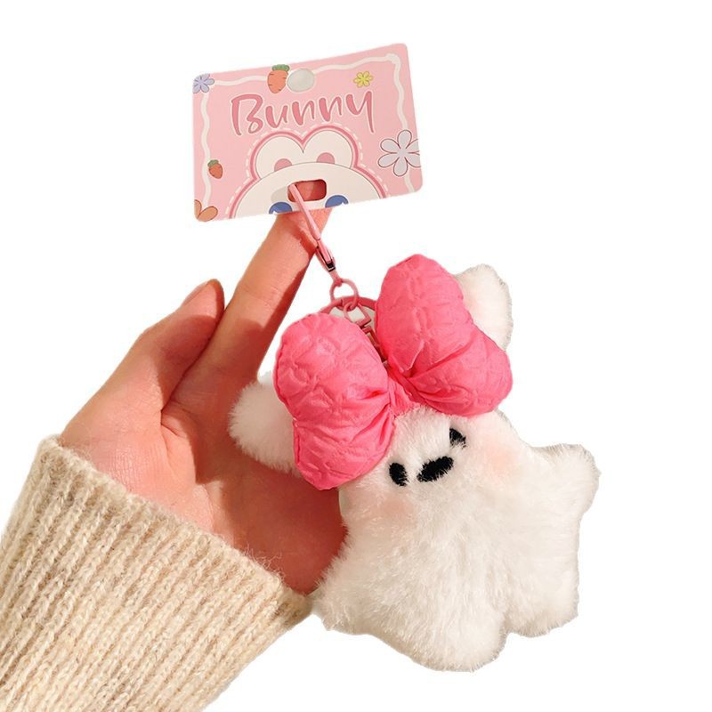 cartoon plush doll blush bunny pendant puppy doll bag keychain ornaments gift with hand gift for younger generation Item Picture