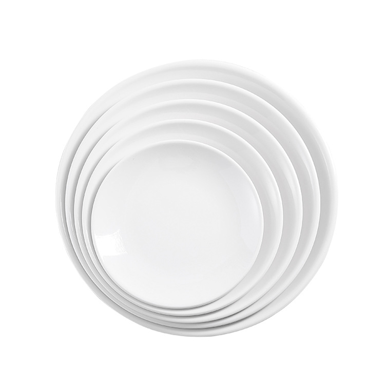 white plate melamine tableware round plate flat plate plastic dish dinner plate food plate western cuisine plate commercial round plate wholesale Item Picture