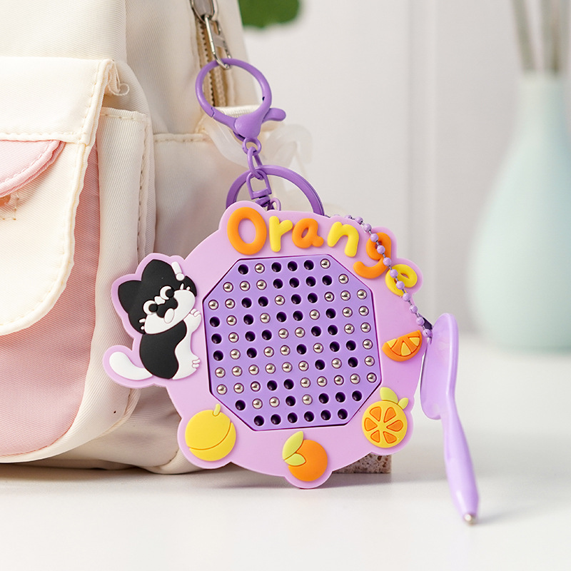 creative cartoon decompression magnetic steel ball drawing board keychain cute couple schoolbag pendant car key chain gift Specification drawing