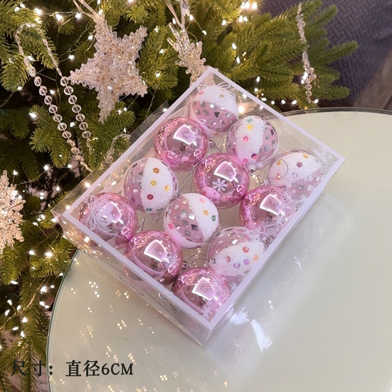 hromeo premium internet celebrity texture christmas ball christmas tree decoration silver white red champagne ornaments 2024 new full figure