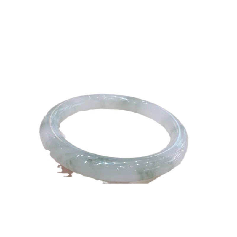 xinjiang tianshan mountains jade tianshan emerald bracelet girl colored glaze bracelet ice-like spring green round bar floating flowers jingle Item Picture