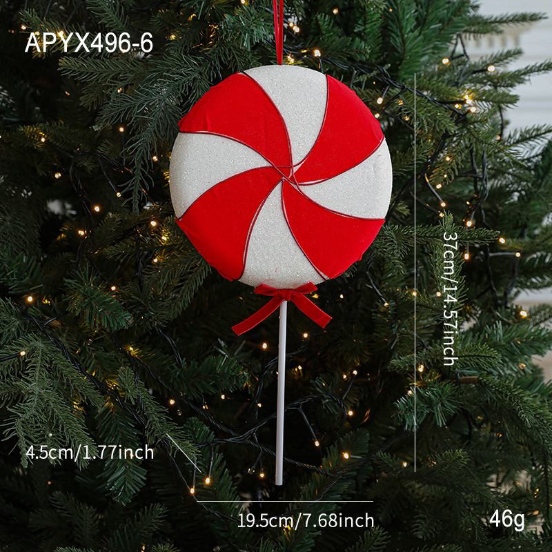 cross-border new red and white foam pendant crutch candy lollipop christmas tree window hanging piece pendant decorations full figure