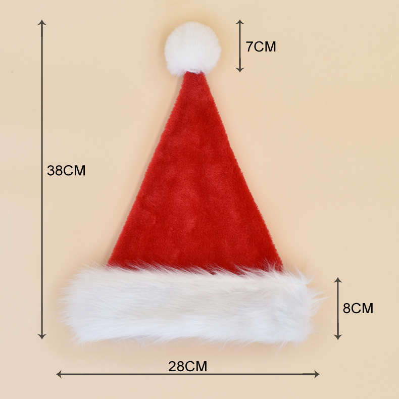 christmas hat factory hot sale christmas decorations red blue green black adult and children plush christmas hat Specification drawing