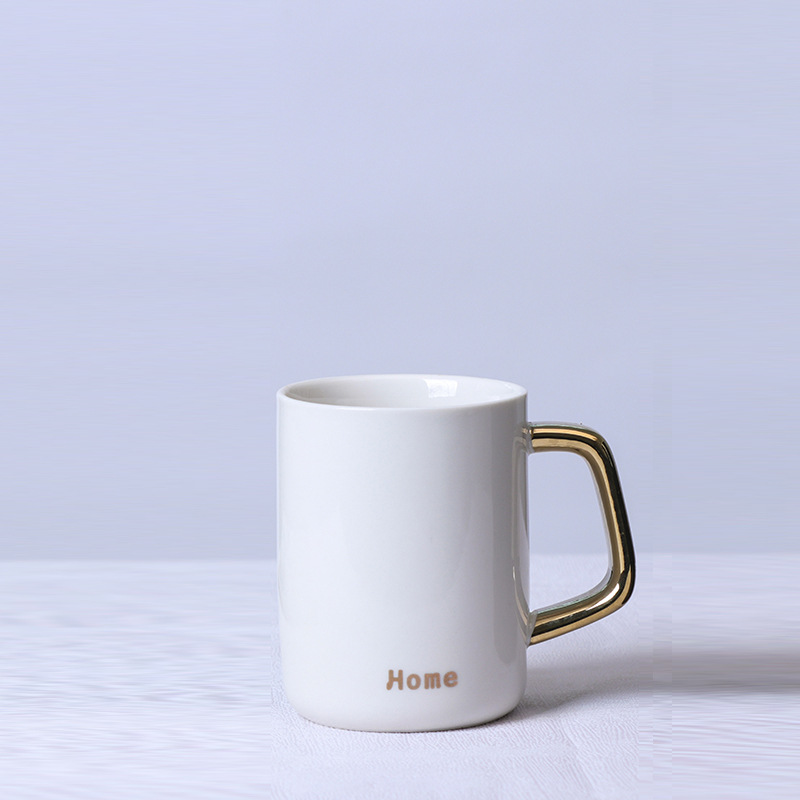 ins light luxury gold-plated handle office couple ceramic mug coffee cup activity gift printed logo Application Scenario