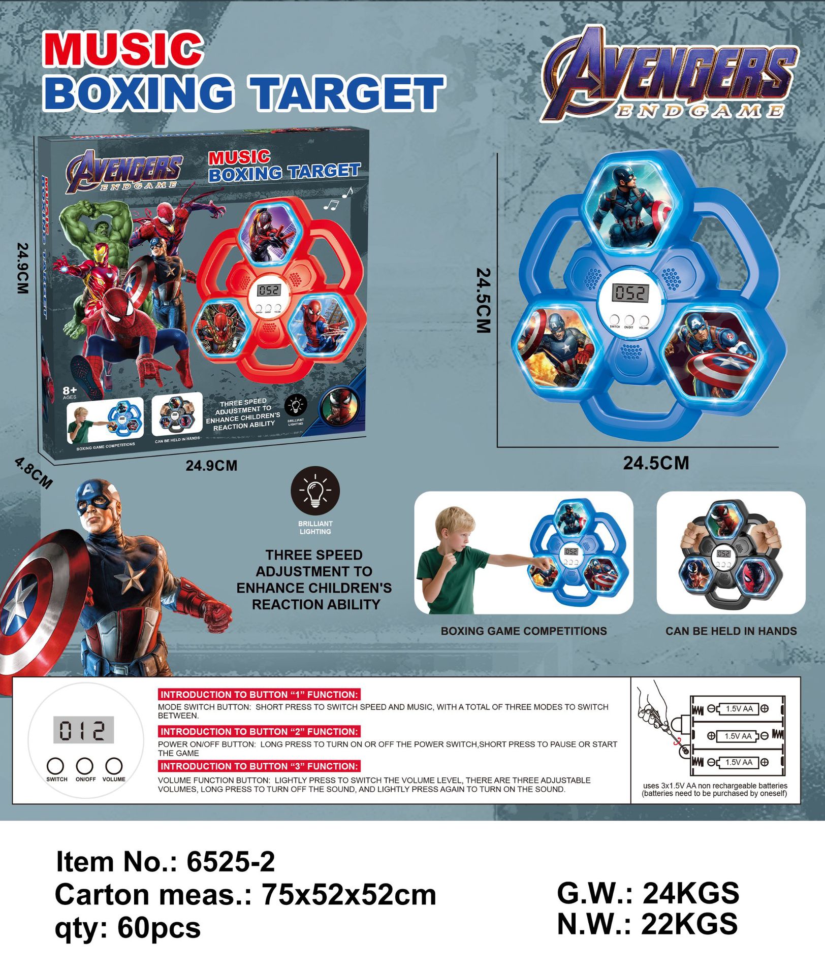 Cross-border e-commerce bestseller rhythm music boxing wall target, home children's Spider-Man, Iron Man, Marvel series boxing trainer, stress-relieving exercise, physical fitness, intelligent boxing training machine details Picture