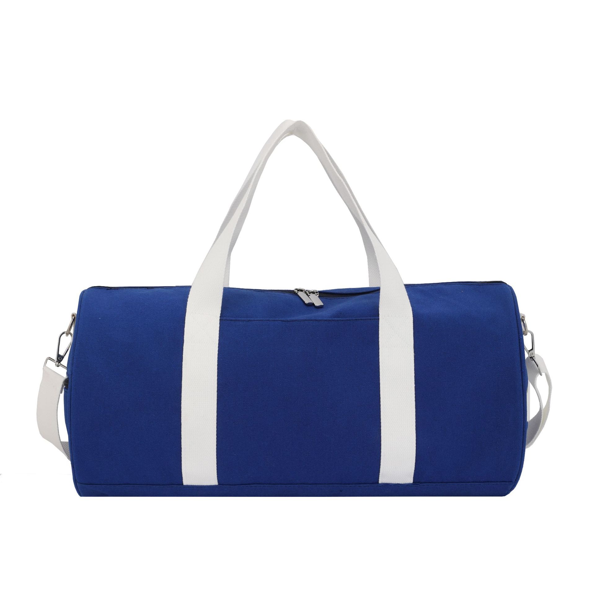 new canvas traveling bag handbag outdoor cylinder gym bag letter contrast color shoulder messenger bag custom logo details Picture