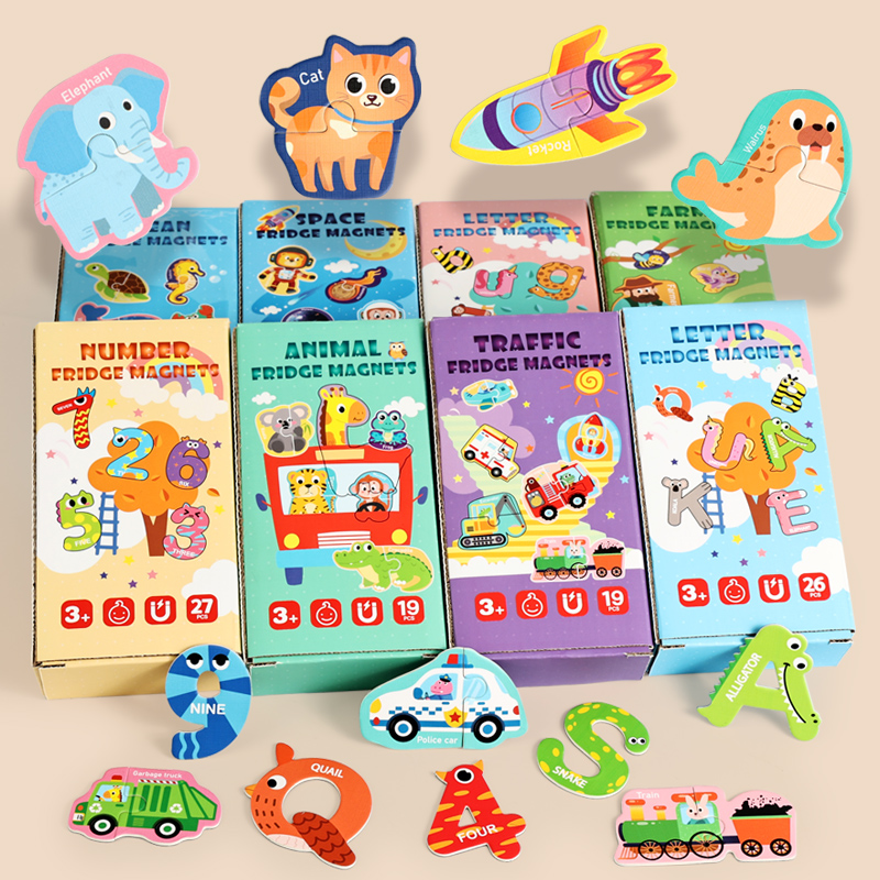 CPC CE EN71 Children's Early Education Magnetic Puzzle, 26-letter animal number stickers, 3-6 years old kindergarten cognitive and educational toys, fridge magnets, drawing boards, magnetic stickers details Picture
