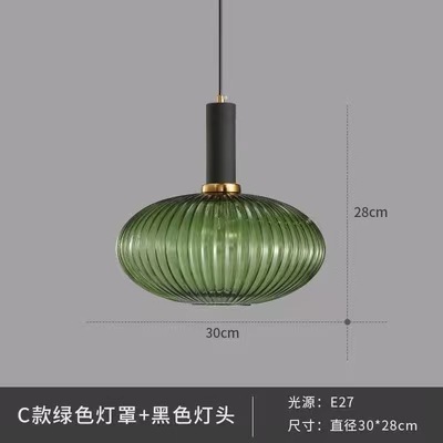 modern minimalist creative chandelier dining room/living room bar bedroom bedside striped glass lantern single head small droplight details Picture