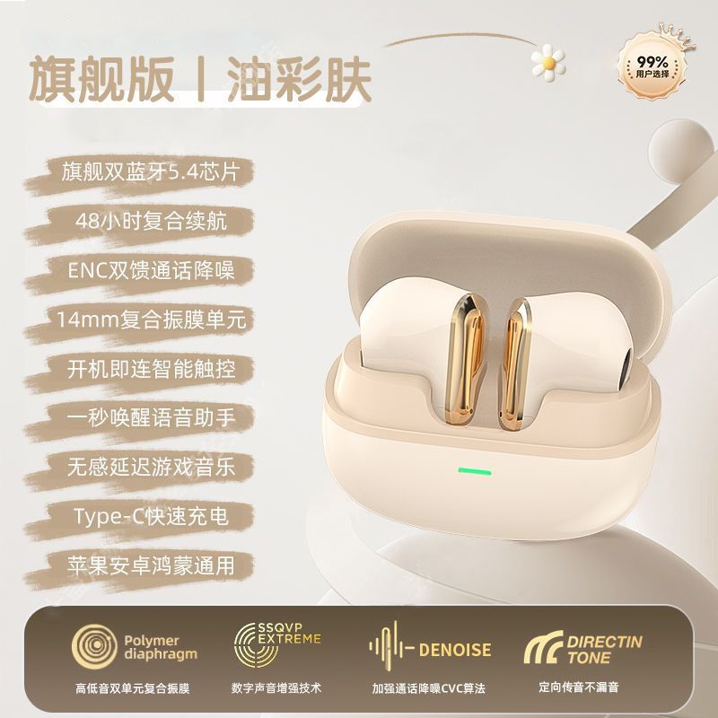 wireless new bluetooth earphone in-ear noise reduction for huawei ultra-long life battery mini short handle electroplating half in-ear full figure