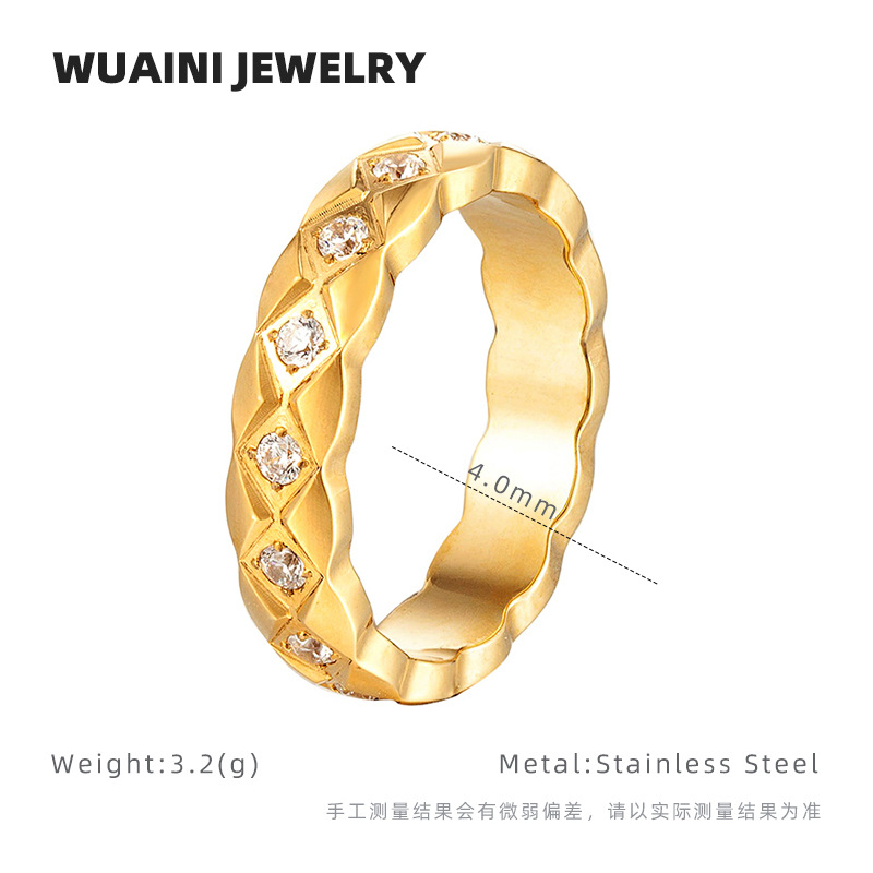 non-fading classic style diamond titanium steel rose gold pigment ring index finger female light luxury high-grade design niche Application Scenario