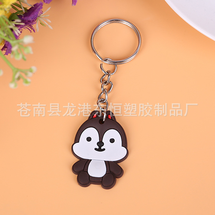 wholesale korean cartoon pvc flexible glue keychain silicone car key pendant creative school graduation souvenir full figure
