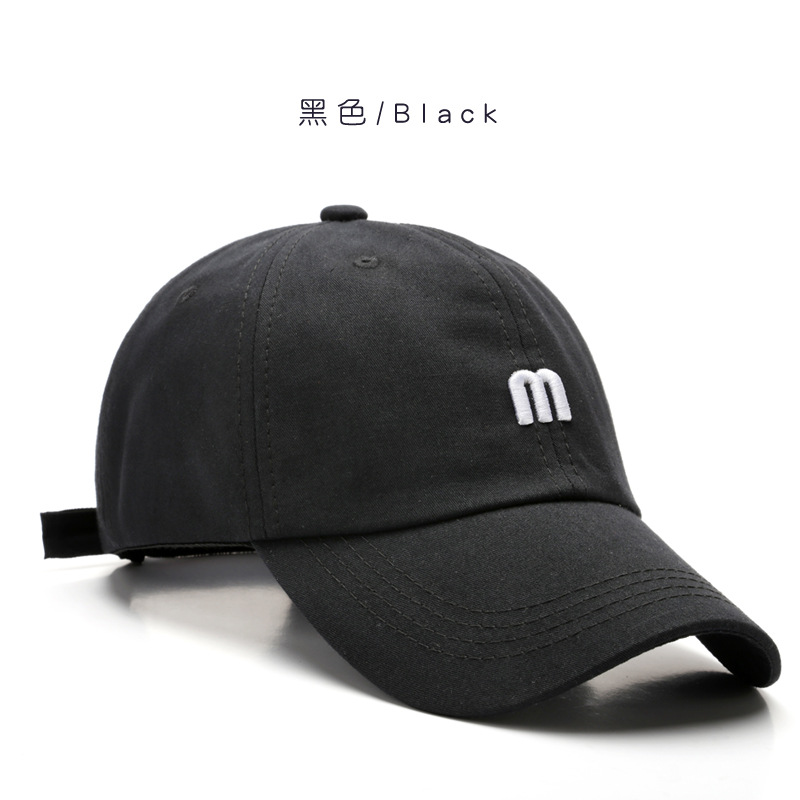 hat m letter embroidered peaked cap men's all-match curved brim cotton soft top sun hat fashion simple women's baseball cap Specification drawing