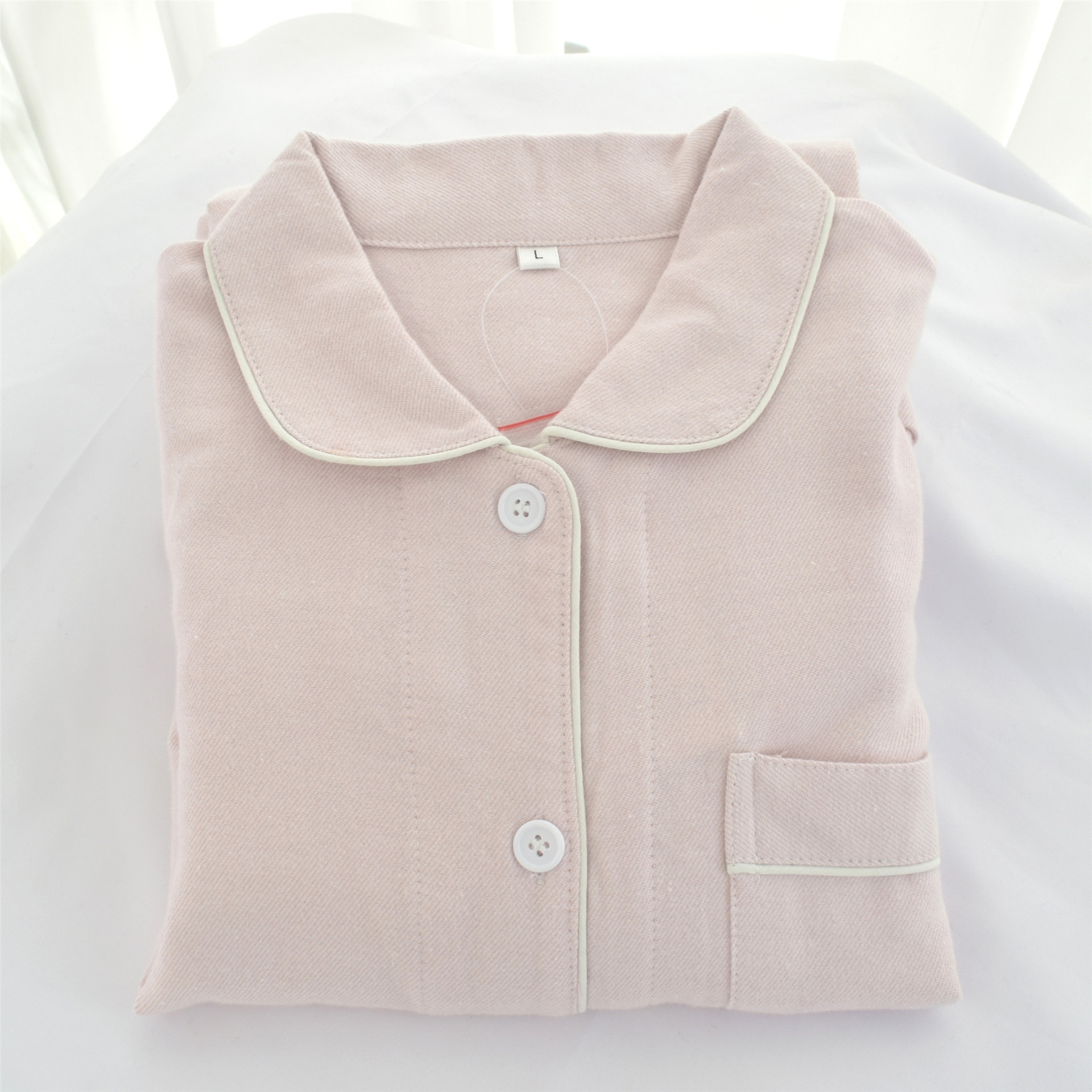 pure cotton brushed flannel autumn and winter classic long-sleeved trousers couple pajamas simple loose thick two-piece home wear Specification drawing