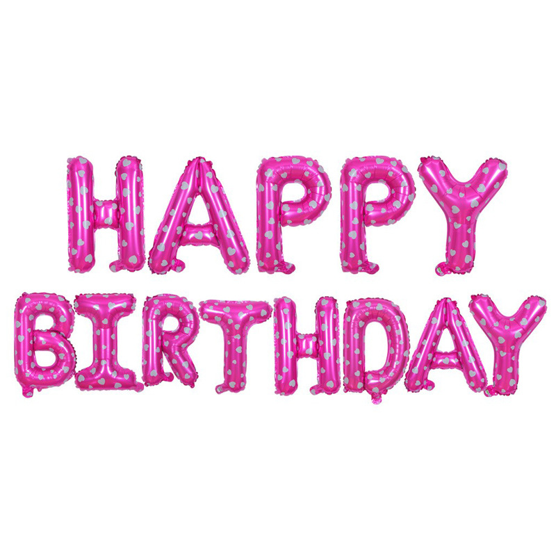 16-inch happy birthday english letter set balloon party decorative aluminium film ball details Picture
