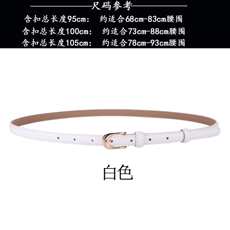 fashionable all-match black cowhide thin belt female ornament with dress simple korean style suit white small belt full figure