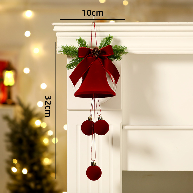 2026 new christmas bell nordic flocking bell ornaments decorations window christmas tree pendant christmas ball details Picture