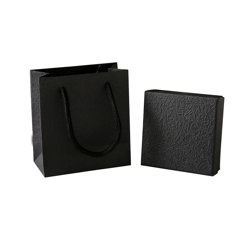 solid color black and white jewel case and packing box simple fresh earrings bracelet necklace ring stud earrings paper jewelry packaging box Item Picture