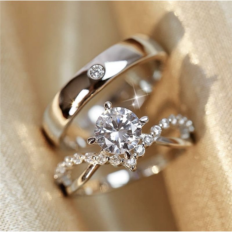 upgraded simulation wedding rings couple ring wedding diamond ring open mouth adjustable simple high sense Specification drawing