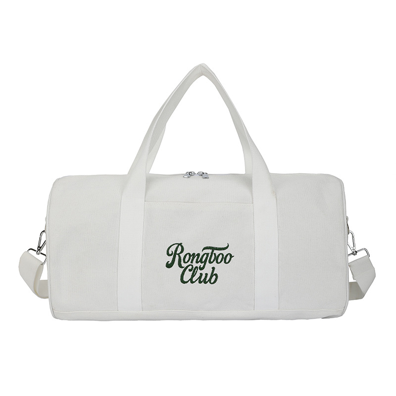 new canvas traveling bag handbag outdoor cylinder gym bag letter contrast color shoulder messenger bag custom logo Specification drawing