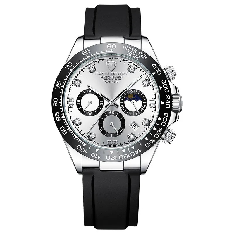 2024 foreign trade popular style men's watch belt waterproof multi-function quartz watch racing dial cross-border men's watch details Picture