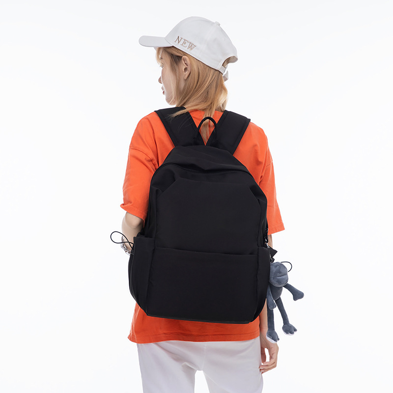 new korean style all-matching school bag men's solid color backpack women's high school backpack college student computer bag high-grade cross-border full figure