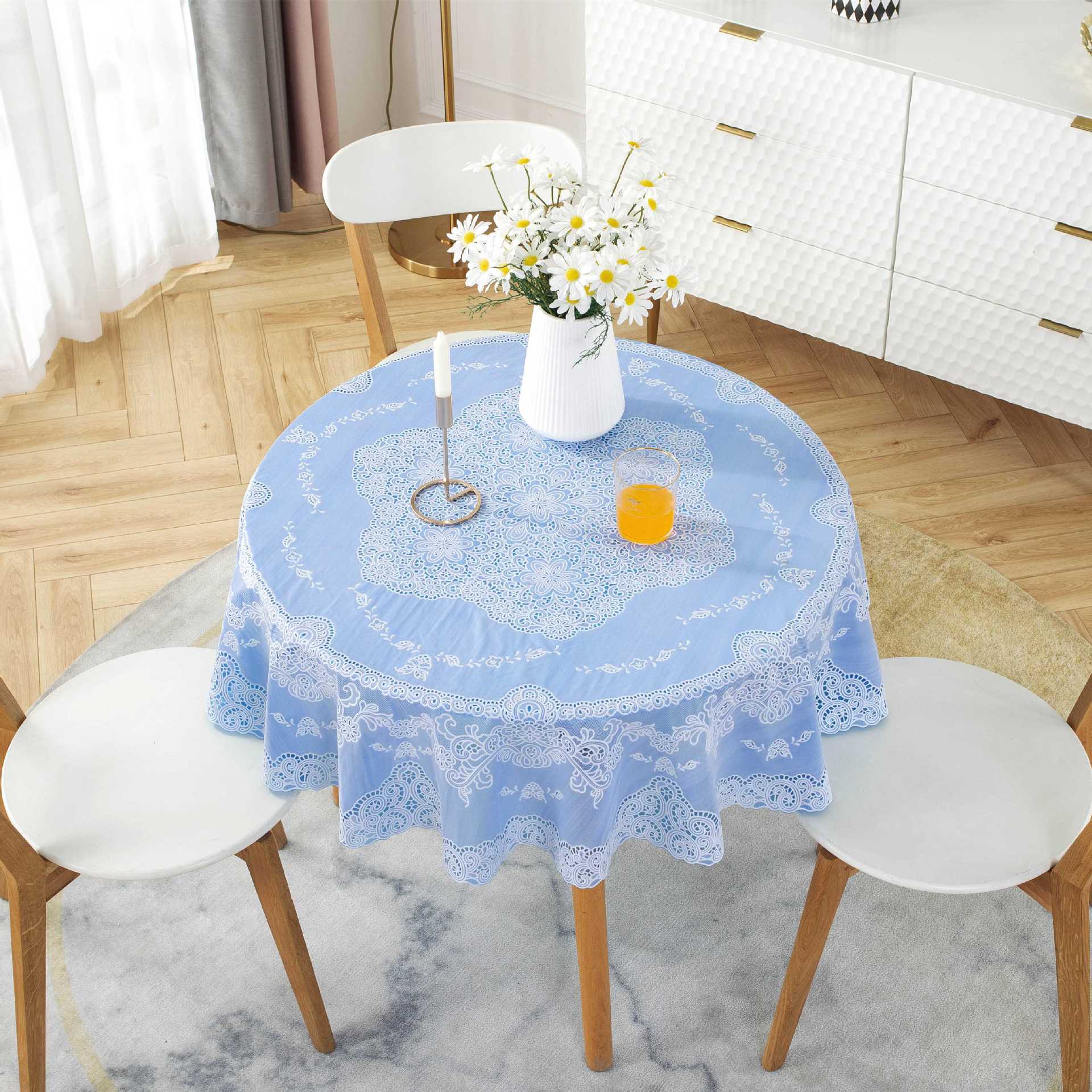 factory direct sales diameter 250cm large round tablecloth round tablecloth golden of european style pvc round tablecloth tablecloth waterproof oil-proof tablecloth details Picture