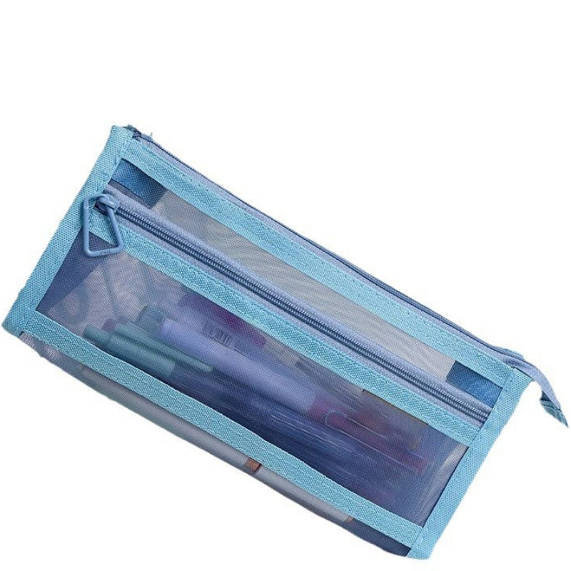 pencil case transparent mesh only for student exams stationery case children's pencil case double-layer stereo large capacity pencil case Item Picture