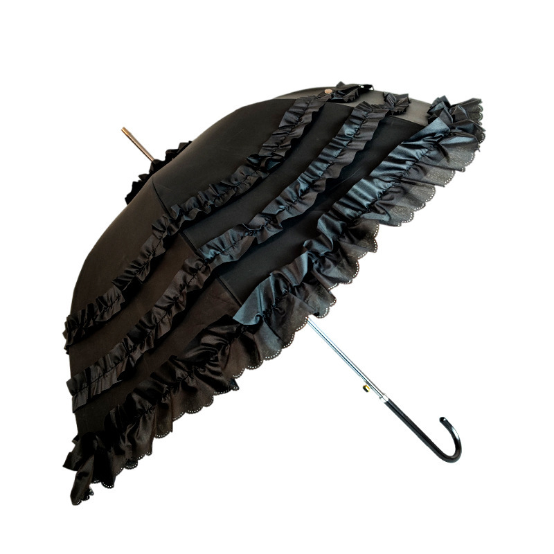 lolita lace princess umbrella umbrella lace umbrella straight rod sunshade sun protection bride wedding umbrella sunny umbrella long handle umbrella Item Picture