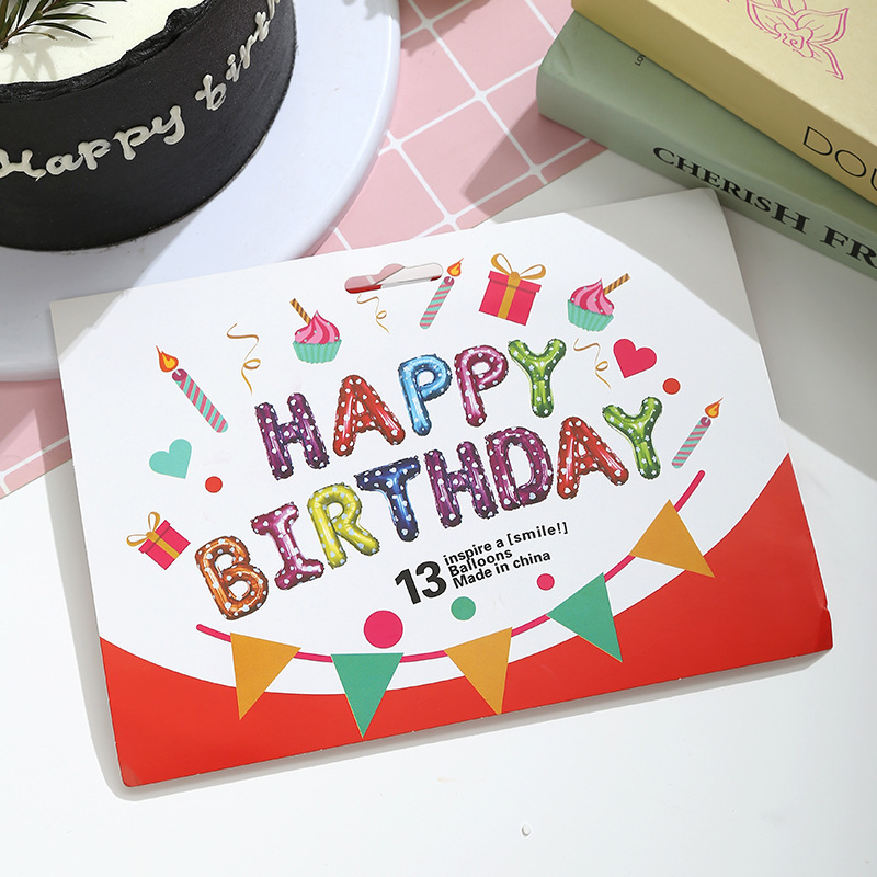 16-inch birthday letter happy happy happy birthday aluminum film thin version balloon set party decorations details Picture
