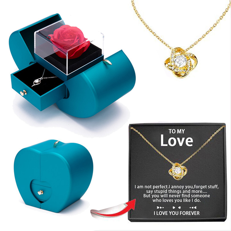 cross-border hot christmas apple jewelry box preserved fresh flower high-end jewelry box amazon jewelry necklace gift box Item Picture