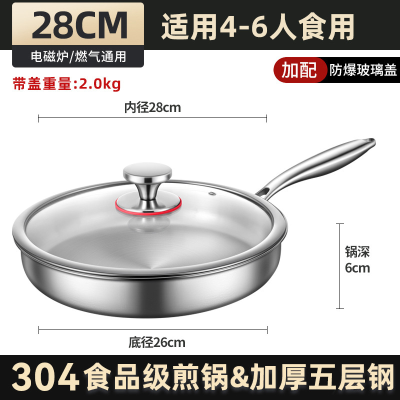 uncoated frying pan exclusive for cross-border stainless steel pan frying pan egg frying pan steak roasting pot frying pan Application Scenario