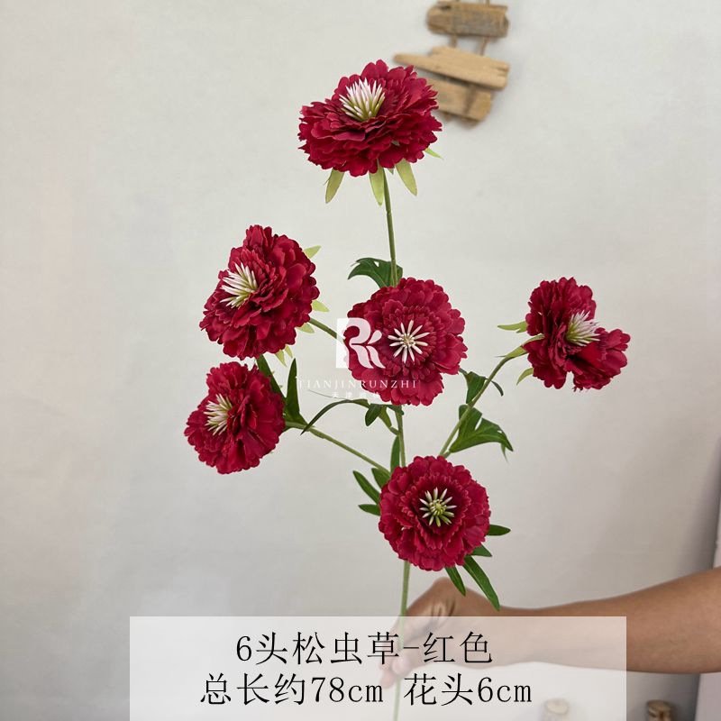 new red artificial flower chinese style flower row engagement proposal wedding hall layout decorative fake flower handmade flowers details Picture