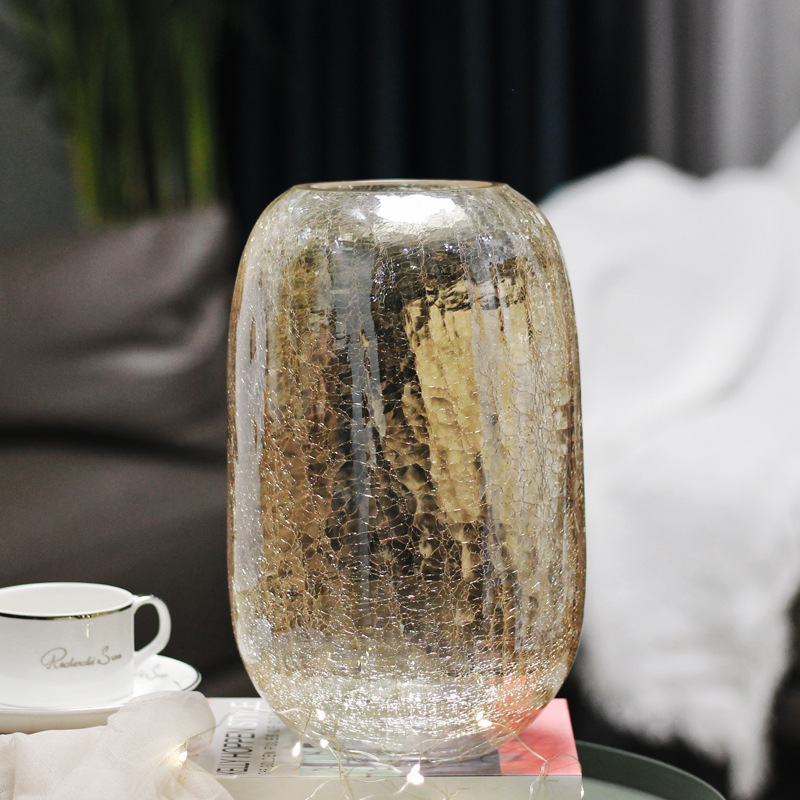 creative large light luxury crack iceglass vase ryuguang transparent vase american style furnishings decorative flower arrangement decoration Specification drawing
