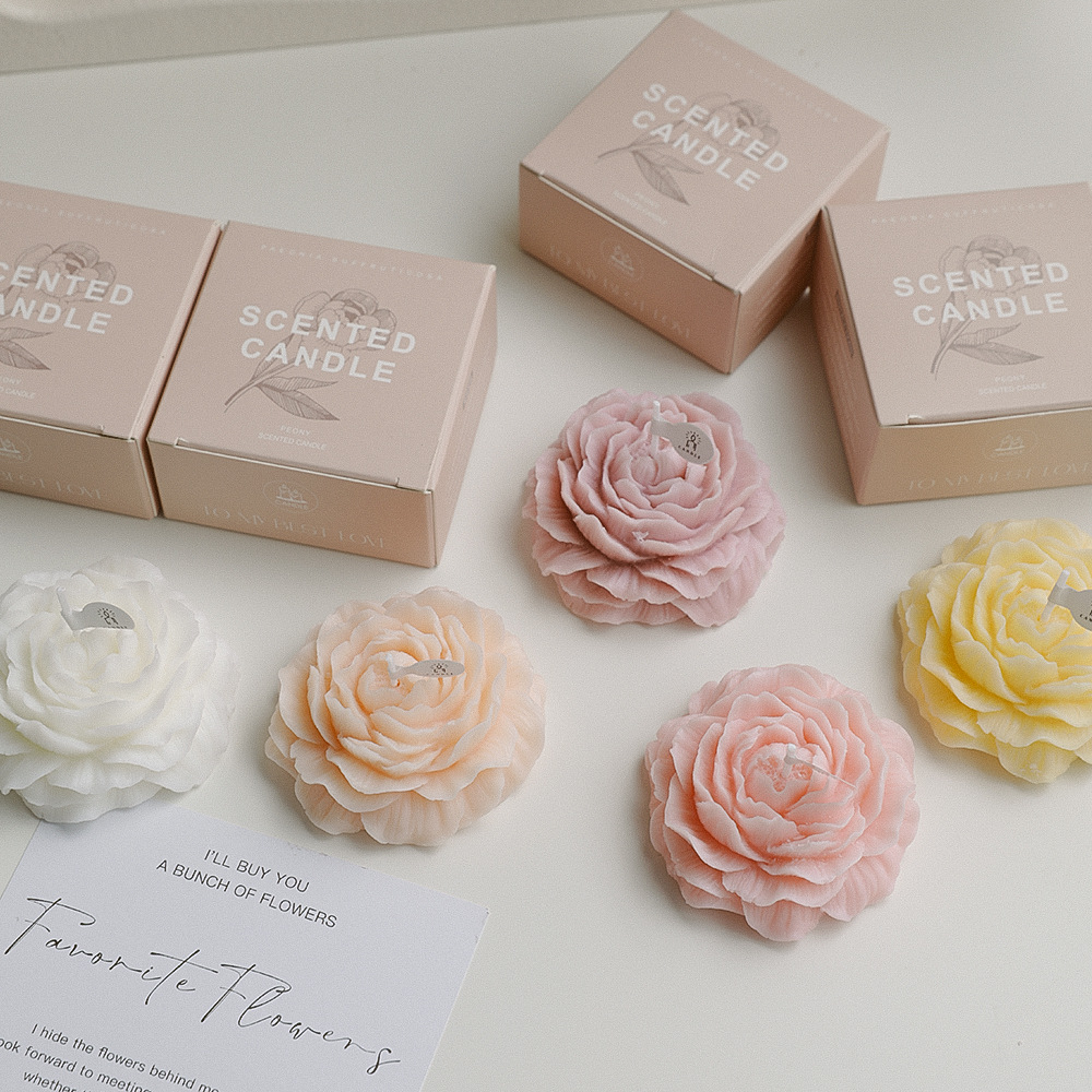 fragrance with hand gift peony flower shape candle ornaments atmosphere gift teacher's day creative flower aromatherapy candle Specification drawing