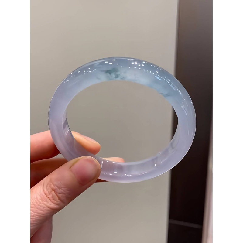 authentic ice-like floating blue flower ring jade bracelet natural myanmar mine timber glass type ice floating flower jade bracelet Specification drawing