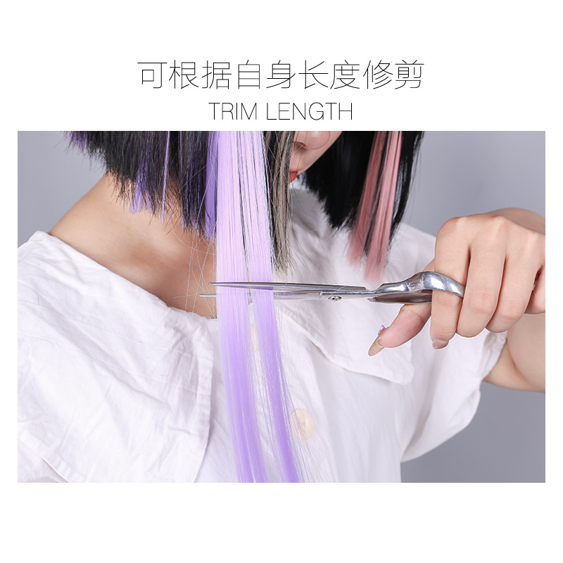 colorful hair piece wig set hair piece hair extension ear dye hair piece artificial hair bleached wig female high-temperature fiber curly straight hair Application Scenario
