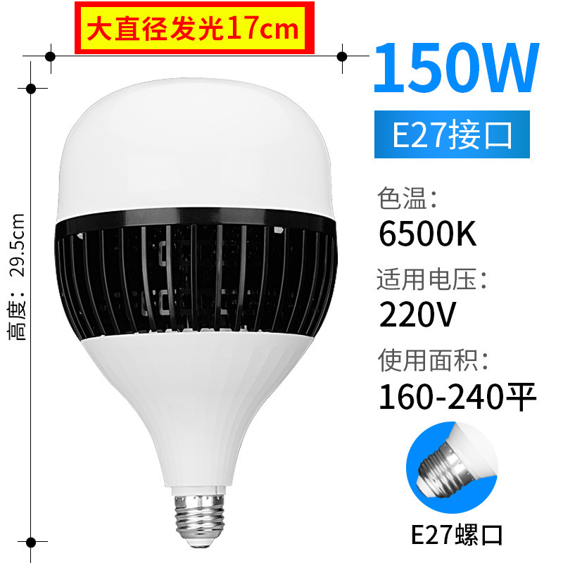 super bright led high-power bulb energy-saving lamp e27 screw mouth household 150w globe workshop library lighting details Picture