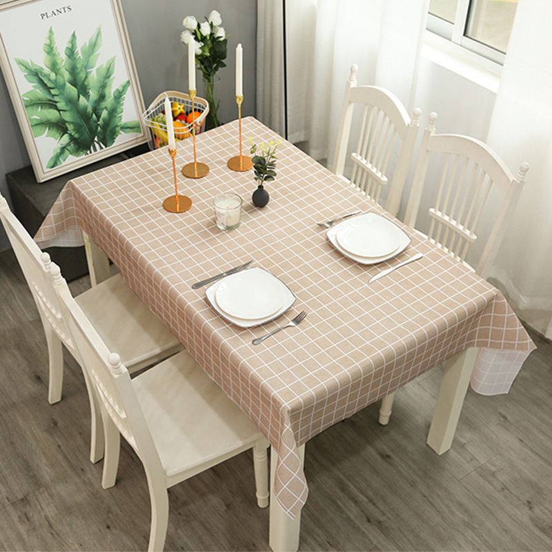 peva simple waterproof and oil-proof home modern style tablecloth fruit heat-proof and disposable plaid tablecloth full figure