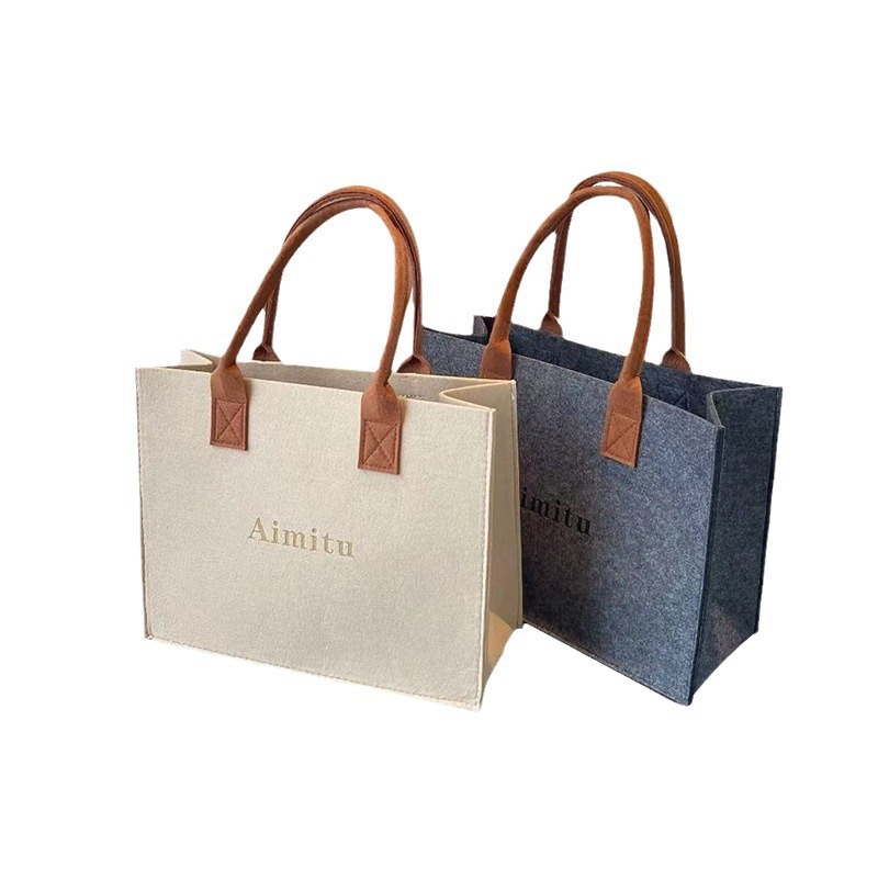 2025 felt handbag internet celebrity enterprise gift bag ad bag trendy simple large capacity felt tote bag details Picture
