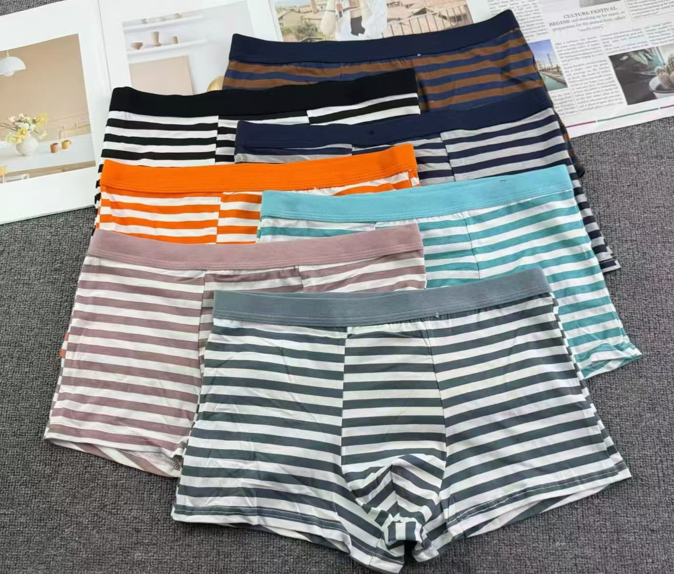 Ultra-low price men's boxer briefs for export to Africa and the Middle East, pure cotton striped boxer briefs, comfortable boxer shorts, cotton men's briefs in stock Application Scenario