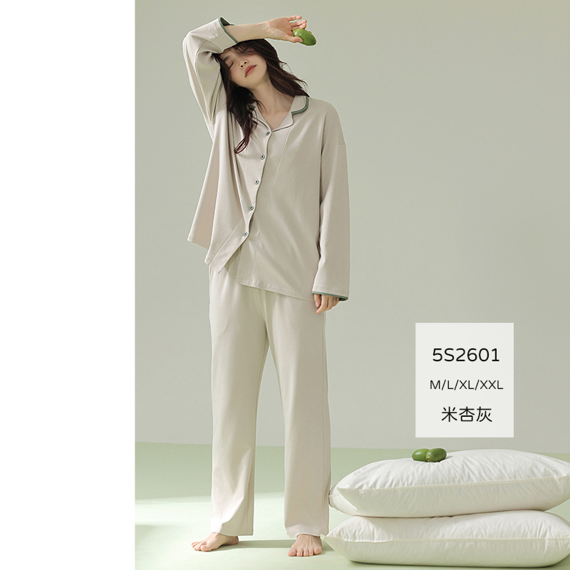 [antibacterial cotton] class a anti-mite antibacterial pajamas women's spring and autumn pure cotton couple pajamas men's home wear suit full figure